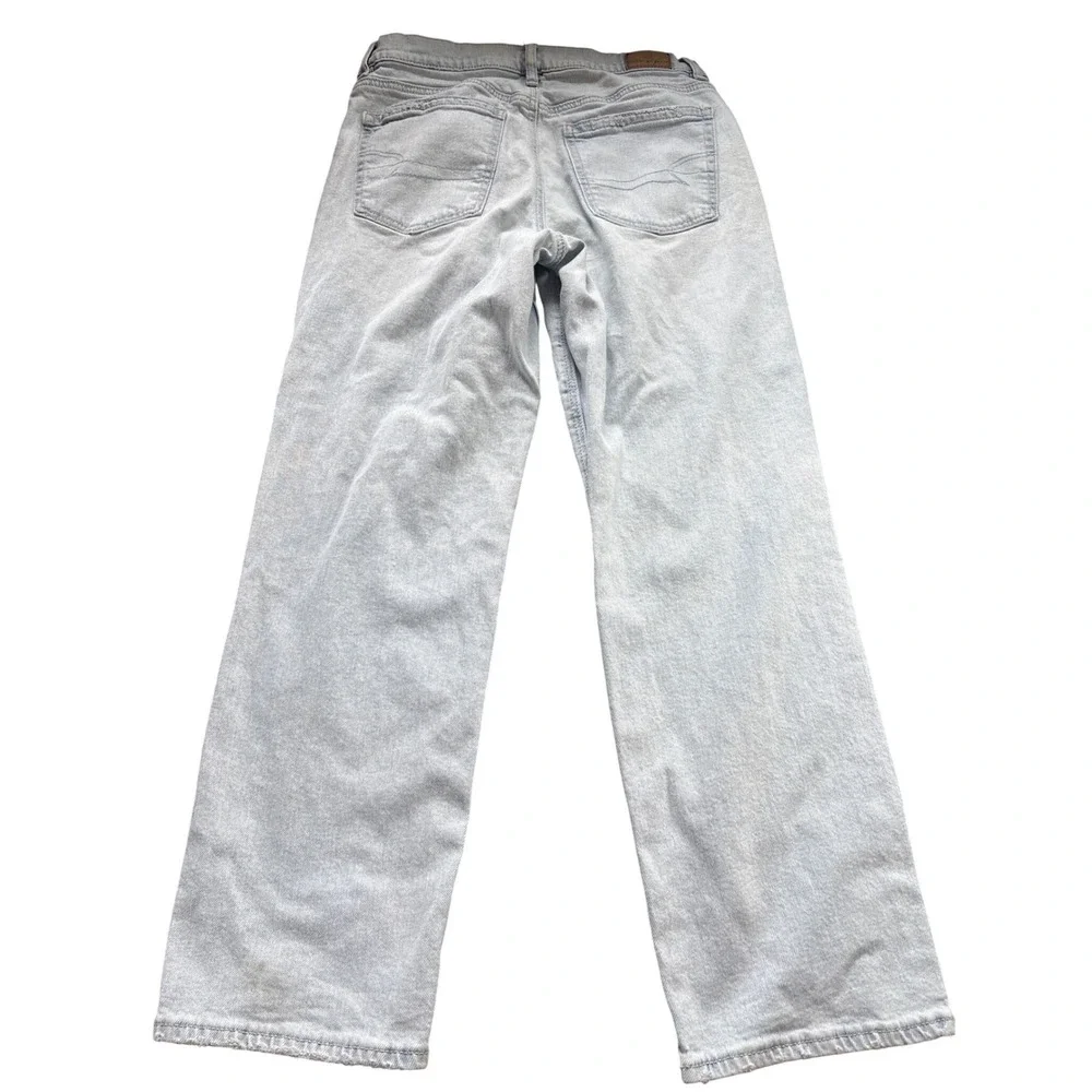 American Eagle Womens Light Wash High Rise Wide‎ Leg Baggy Denim Jeans 30x26